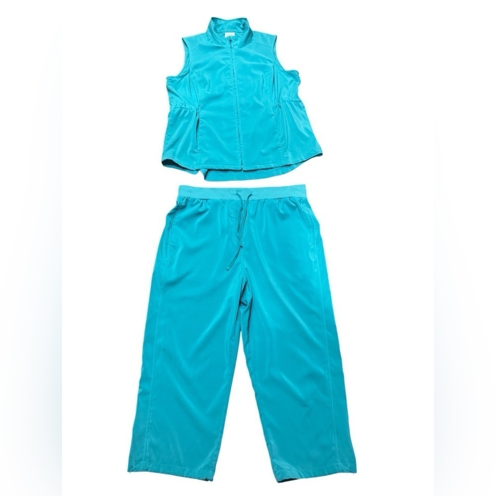 Blair Womens Seafoam Green Track Vest and Capris Set Size Large - Picture 2 of 11